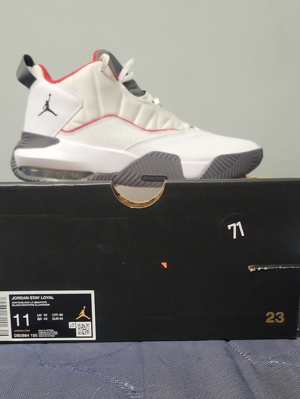 Jordan Stay Loyal Mid White with Grey and Red Accents